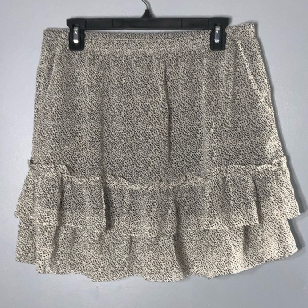 Sienna Sky Black Freckled Tier Ruffle Mini Elastic Waist Pockets Casual Skirt L